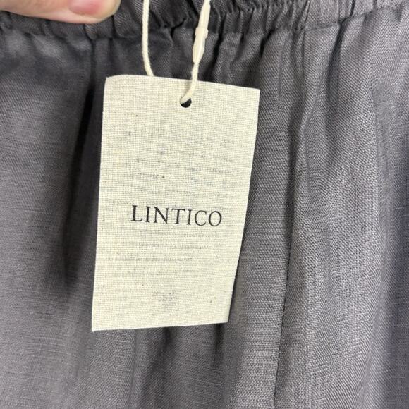 NWT Lintico Women’s Pull On Pants Linen Barrel Leg Crop Lagenlook Artsy Gray - Picture 5 of 7